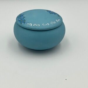 Blue Virginia Trinket Box Hand Painted Forget Me Nots Flower Decor‎